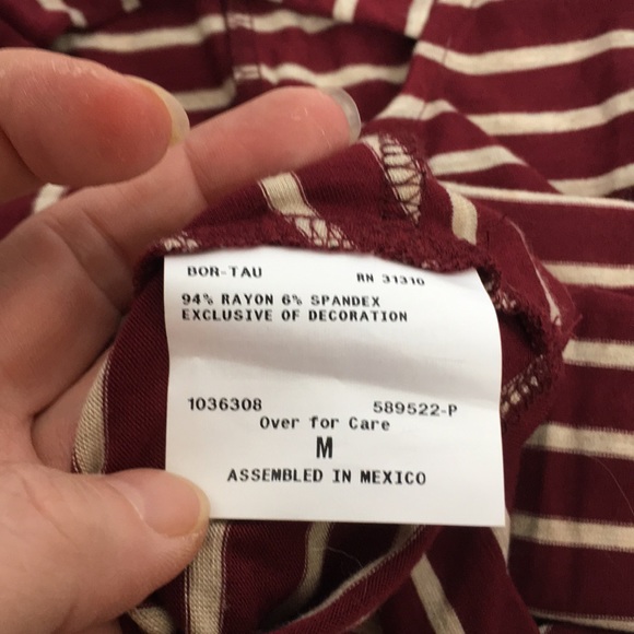 Burgundy Cream Striped T-shirt - Picture 4 of 4